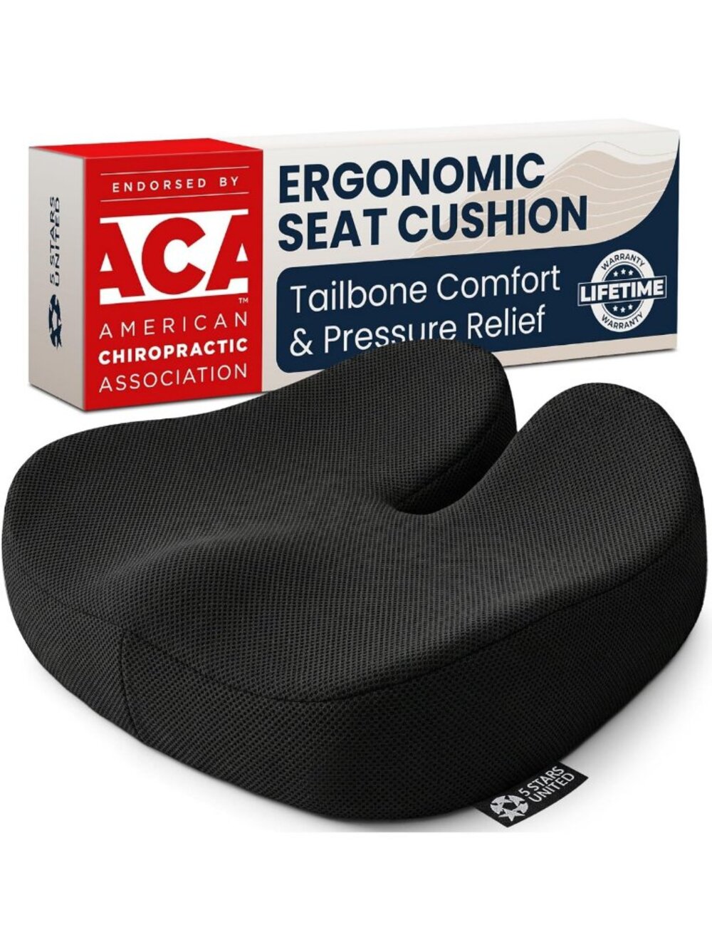 Memory Foam Seat Cushion for Tailbone Pain Relief - Ergonomic Coccyx Support for